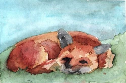 2nd-3rd Grade - 1st Place - Sleeping Fox on a Rainy Day