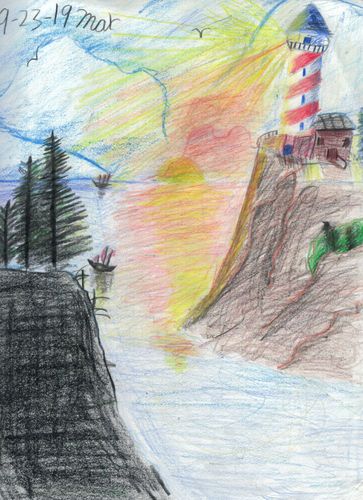 2nd-3rd Grade - 3rd Place - Lighthouse Scene